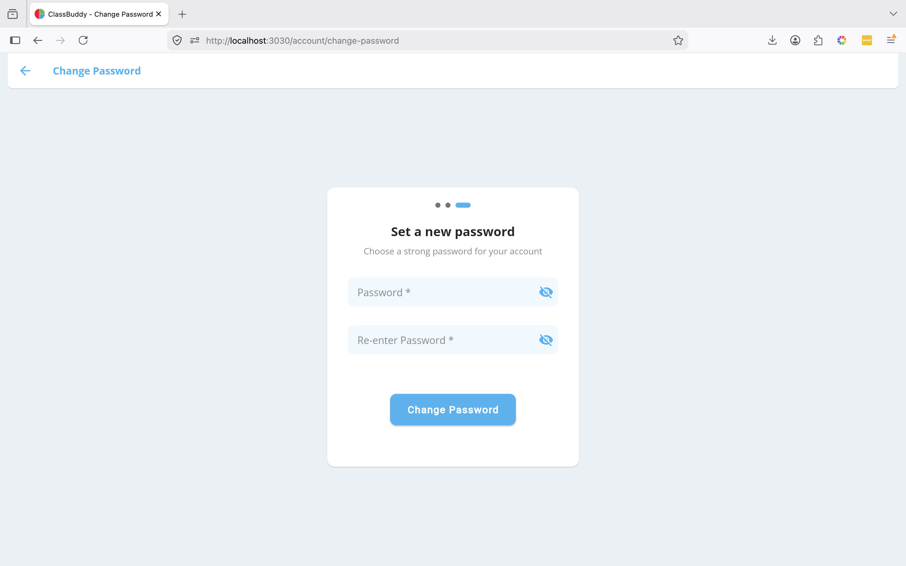 App change password screen
