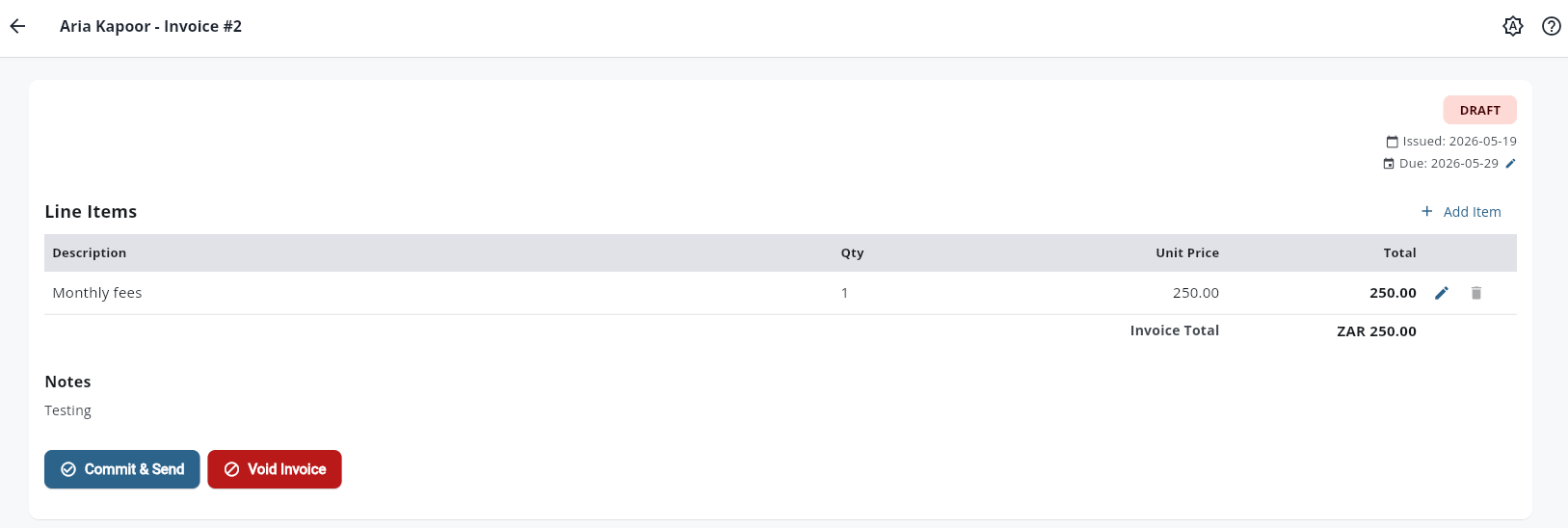 Draft Invoice