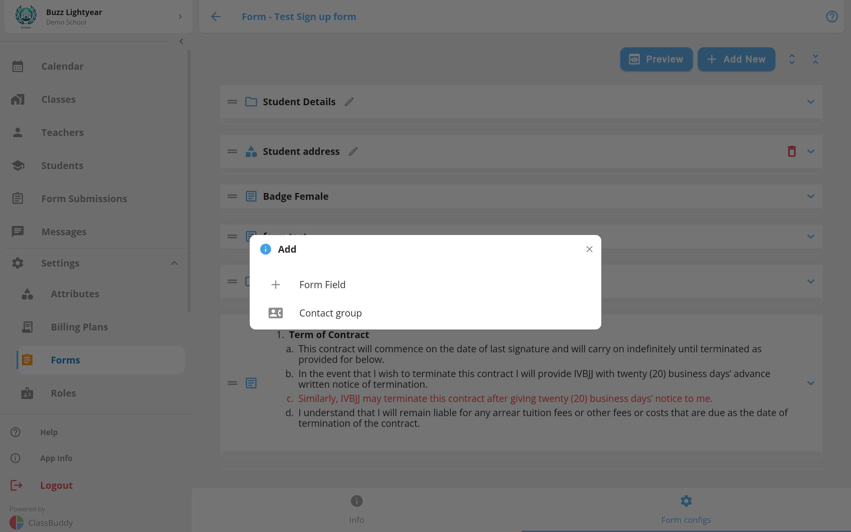 Add form element