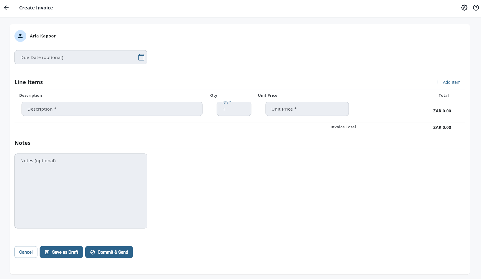 Create invoice form