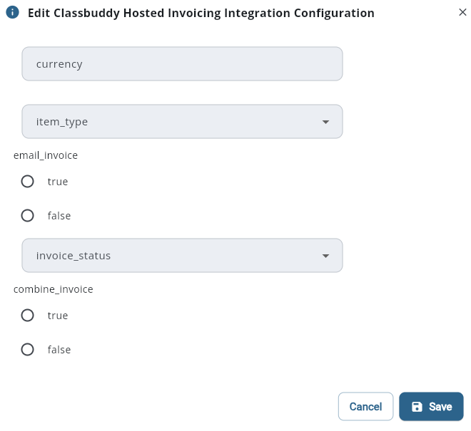 ClassBuddy Invoice settings