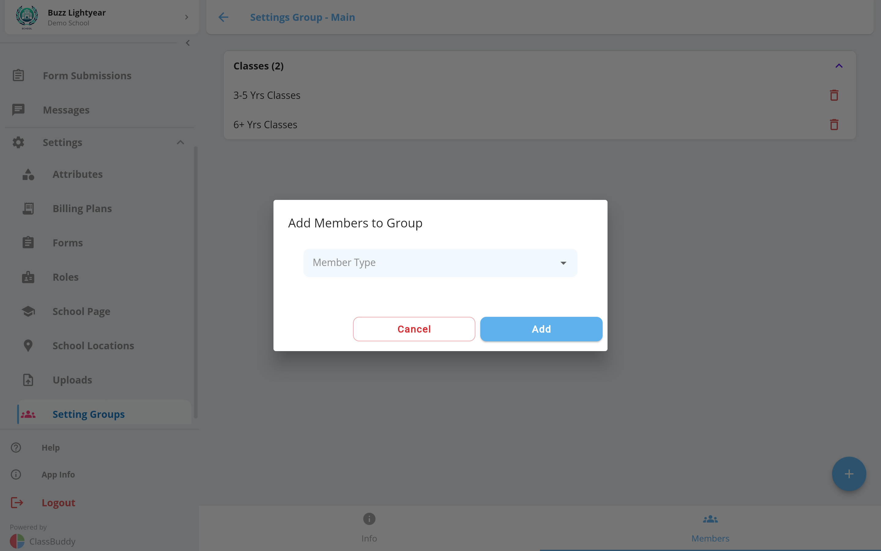 Setting Groups create
