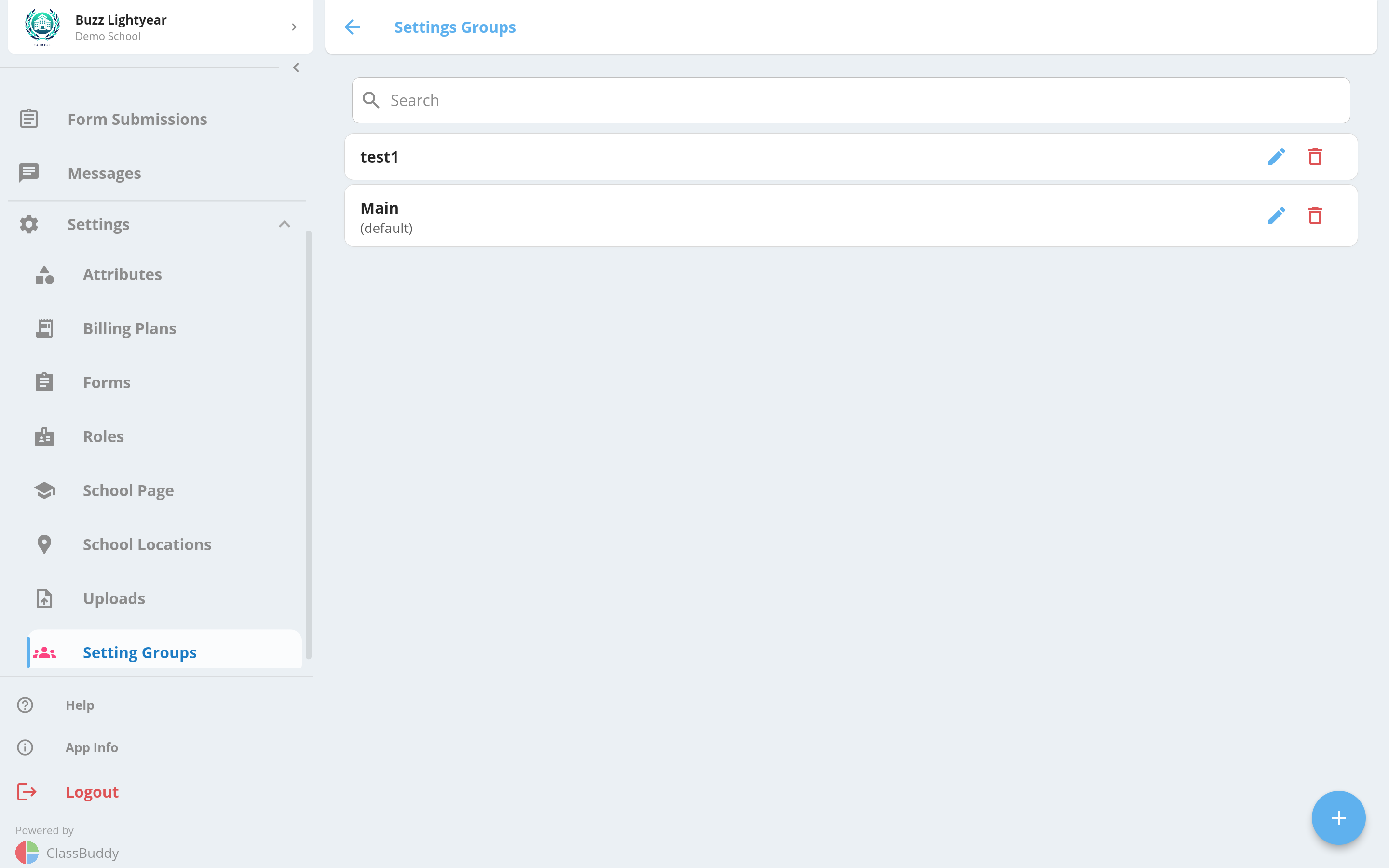 Setting Groups list