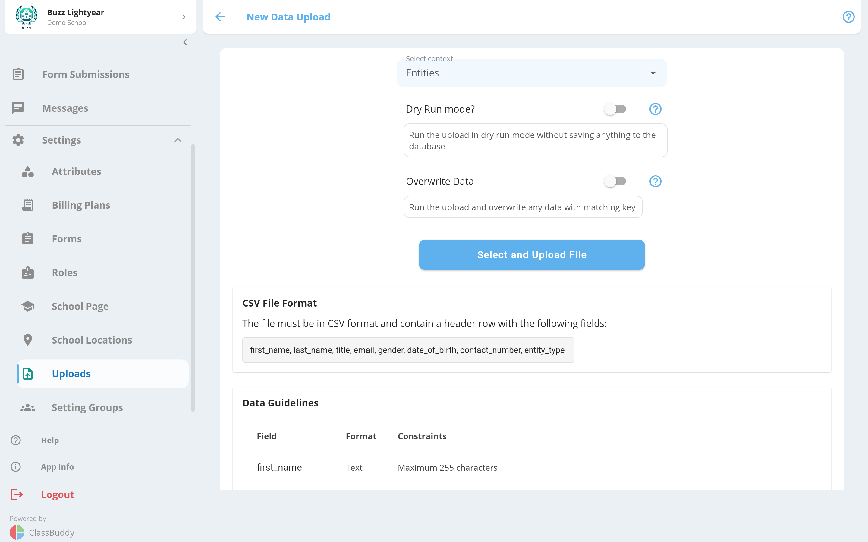 File uploads - create